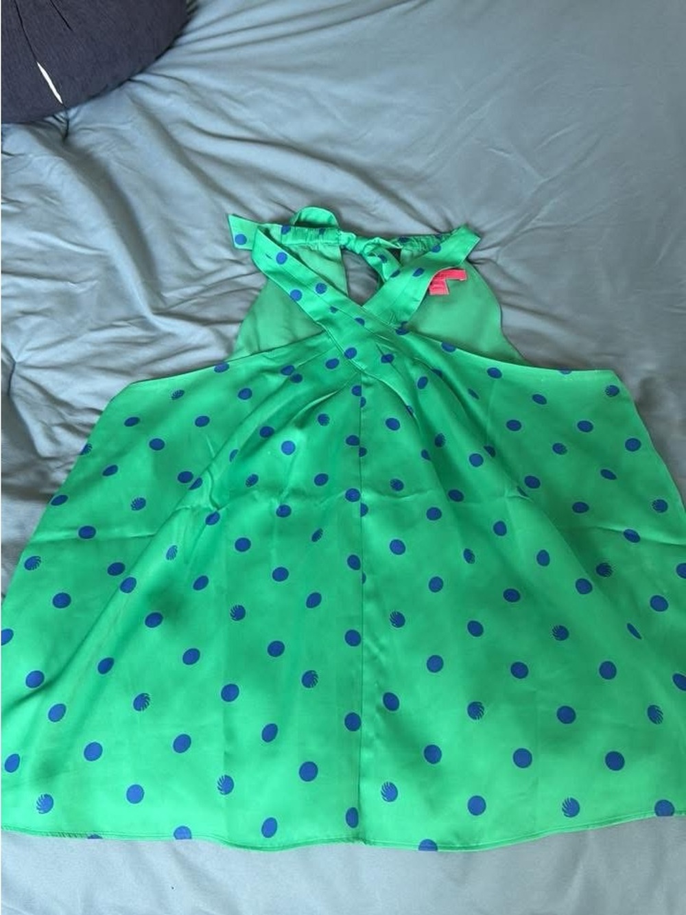 Lilly Pulitzer Green Halter Top with Blue Polka Dots